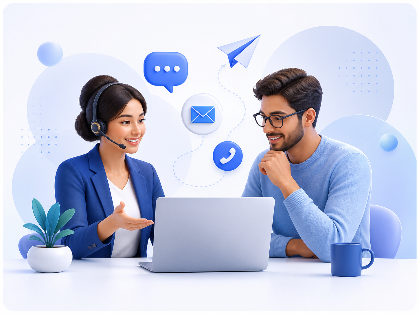 A software consultant and client discussing a project together