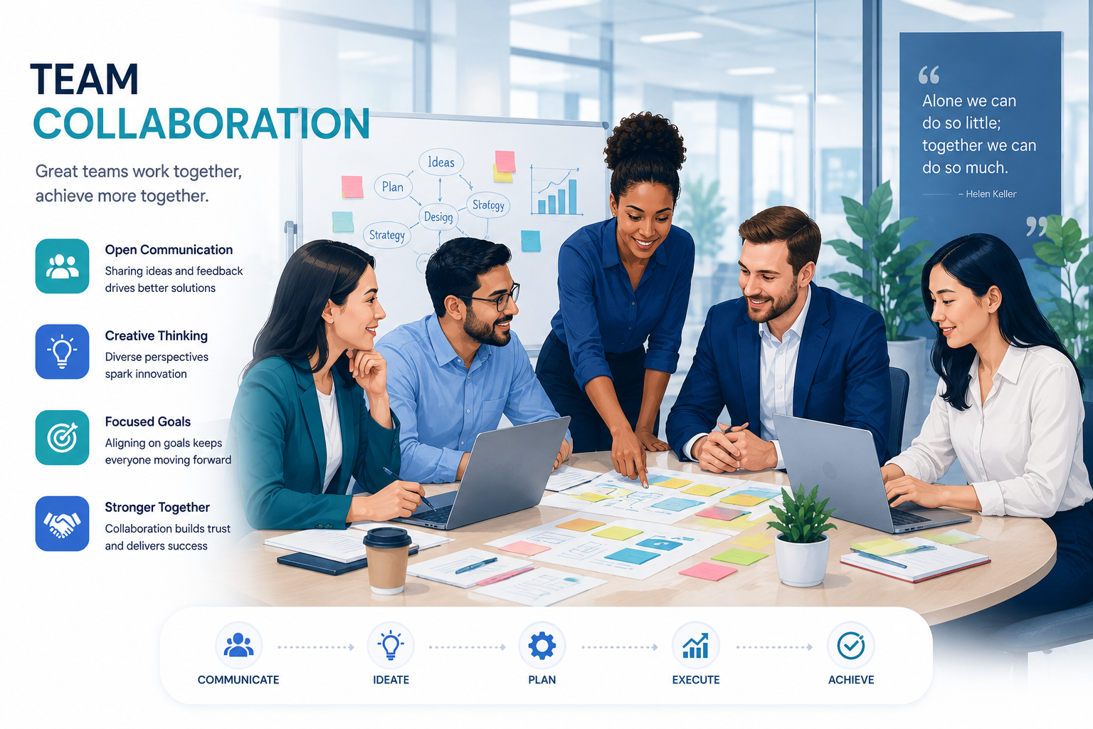 An illustration of a collaborative technology team planning together
